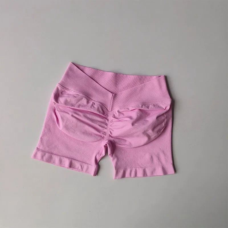 Women's High-Waist Yoga Sports Shorts Summer V-Shaped Widen Peach Hip Lifting Tight Fit Three-Part Fitness Shorts