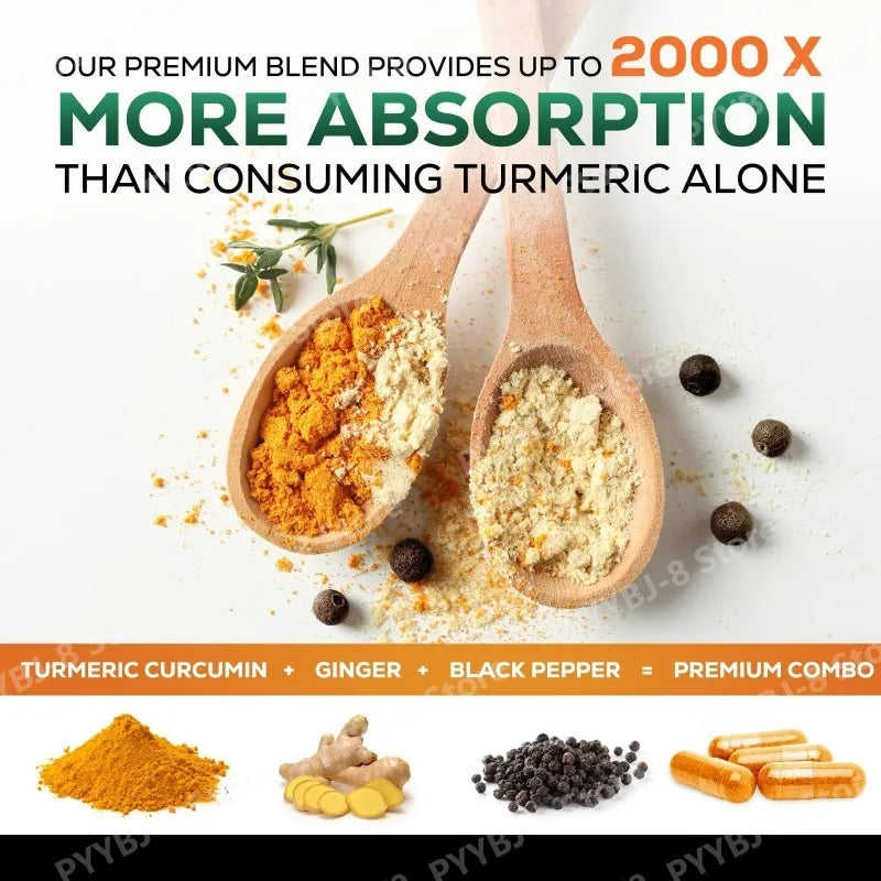 Turmeric Capsule Nutritional Supplement with Curcuminoids and Black Pepper Extract Support Joint,heart & Brain Health 60 Count