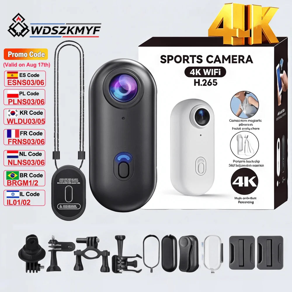 4K HD Motorcycle Mini Recorder Finger WIFI Action Camera Lightweight POV Motorcycle Road Sport Cam Bicycle Vlog Pet Body Camera