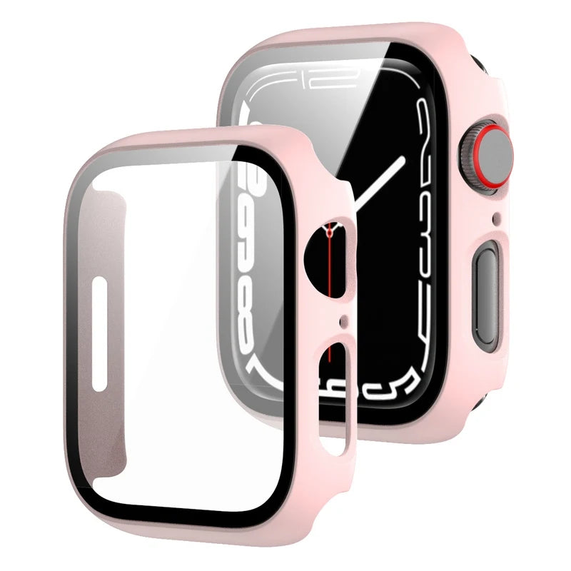 Tempered Glass+Cover For Apple Watch Case 45mm 41mm 44mm 40mm 42mm Screen Protector Apple Watch Accessories Serie10/9/8/7/6/5/SE
