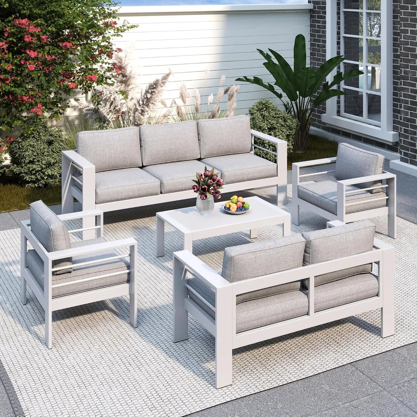 Aluminum Patio Furniture Set for All Weather, Oversized Metal Outdoor Furniture Set with 27.5" Deep Seating and, Customized