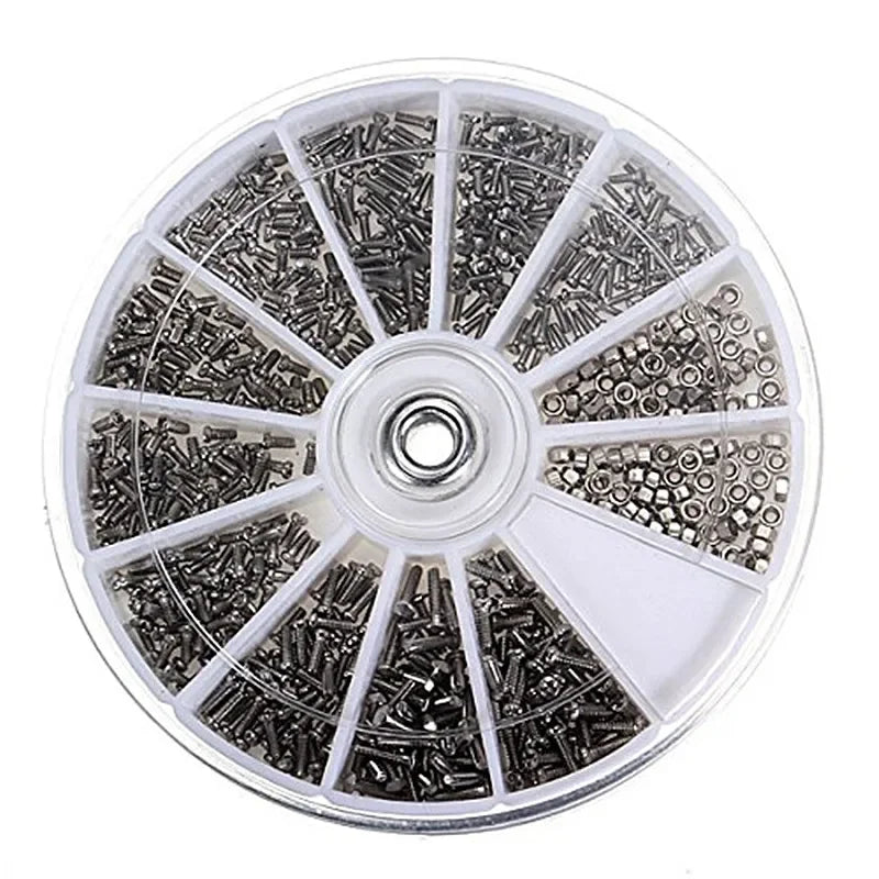 600/1000Pcs Small Screws & Nuts Kit - Nickel-Plated Iron Electronics Screws for Glasses Repair & DIY Projects Assorted Set
