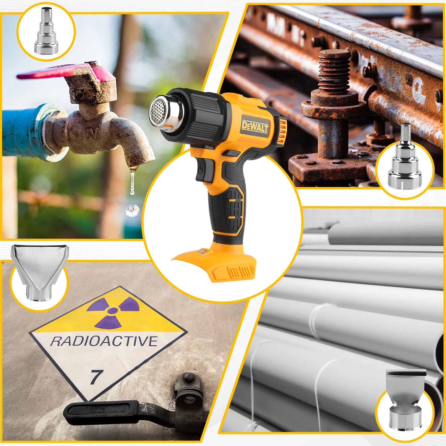 DEWALT 20V Temperatures Adjustable Hot Air Gun Cordless Heat Gun 550°C High Power Welding Thermal Blower Power Tools DCE530