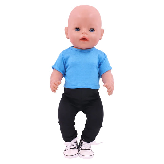 Doll Clothes Summer T-shirt Pure Cotton Short Sleeve Handmade Solid Color Clothes For 16-18Inch ,43cm Baby Doll  DIY Toys Gifts