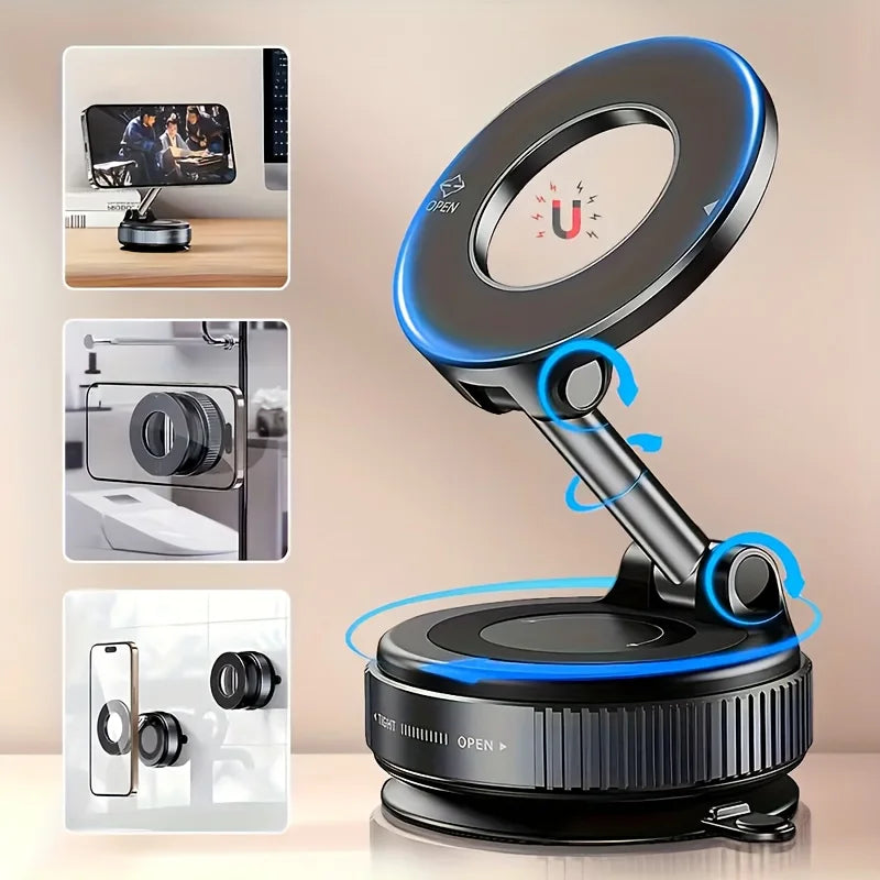 360° Rotating Vacuum Magnetic Car Phone Holder New Model Dashboard Glass Mount Multi-Scenario Automotive Navigation Stand
