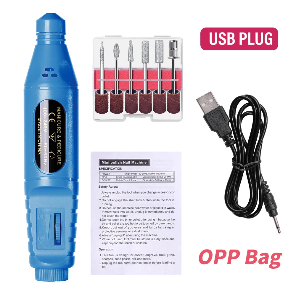 LULAA Electric Nail Drill Machine Set Pedicure Grinding Equipment Mill For Manicure  Professional Strong Nail Polishing Tool