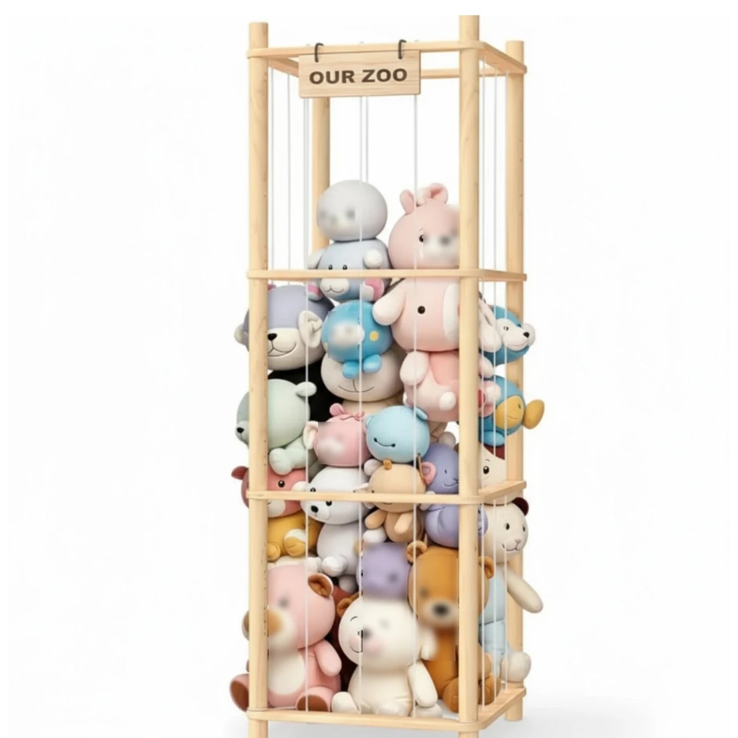 Doll Organization Stuffed Animal Storage Organizer Holder for Toys Assemble for Bedroom Large Capacity Wood Doll Storage