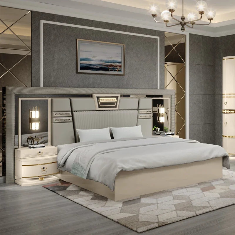 #2024 Modern Deluxe King Bed MDF Bedroom Furniture Set Modern Sofa