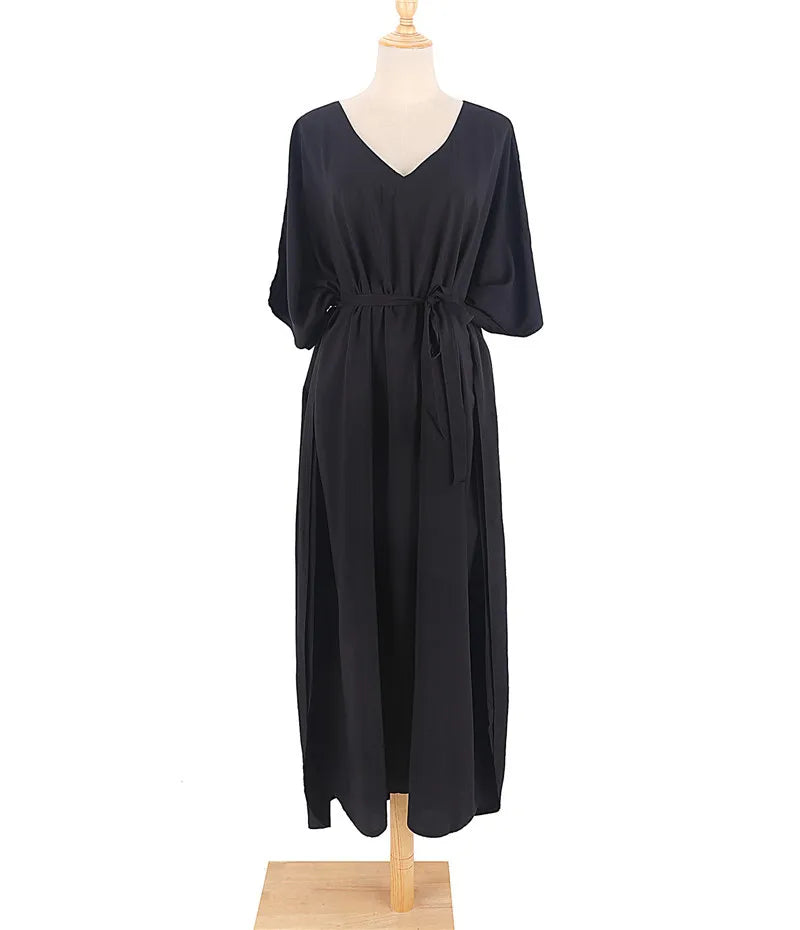 Plus Size Womens Caftan Kaftans Casual V Neck Caftans Long Soft Beach Maxi Dress for Summer