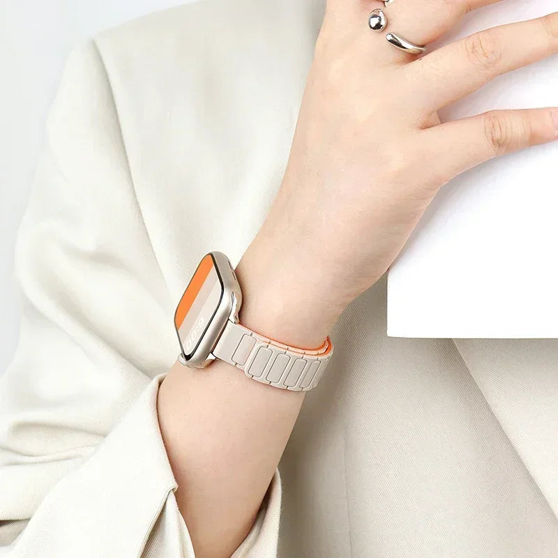 Magnetic Strap for Apple Watch 10 Band 44mm 45mm 49mm 40mm 41mm 42mm 46mm Silicone Bracelet iWatch Series 7 8 SE 3 Ultra 2 9 11