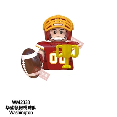 Model American Football Stars Building Blocks Sport Rugby Player Helmet Trophy Mini Action Figures Toys For Birthday Gifts Kids