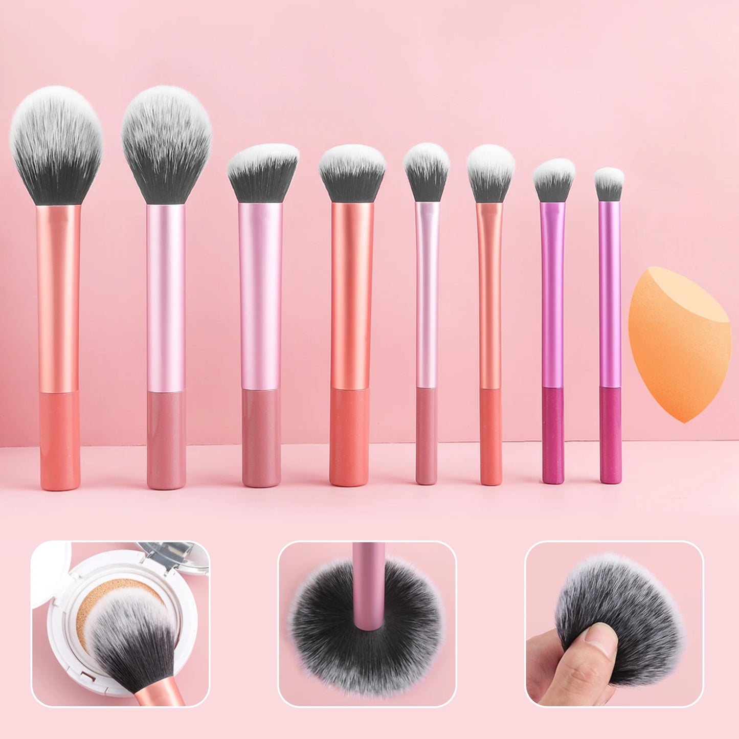 8pc Multi-color Makeup Brush Loose Powder Brush Blush Brush Lip Brush Eyeshadow Brush Professional Makeup Brush Set For Cosmetic