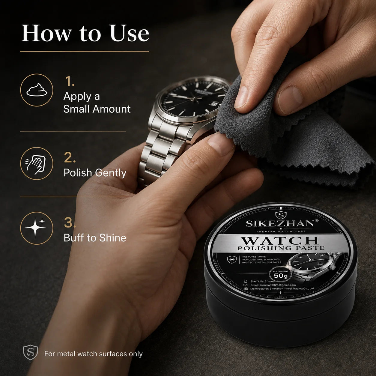 Premium Watch Polishing Paste Pro Metal Scratch Remover Cleaner Stainless Steel Jewelry Care Restore Shine Compound Tool 50g
