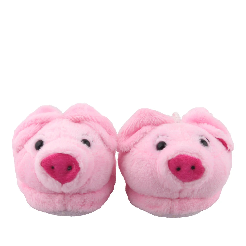 Doll Shoes 7cm Cute Frog, Tiger, Pig Plush Animal Slippers For American 18 Inch Girl,43 cm Baby New Born&OG Doll Girl's Toy Gift