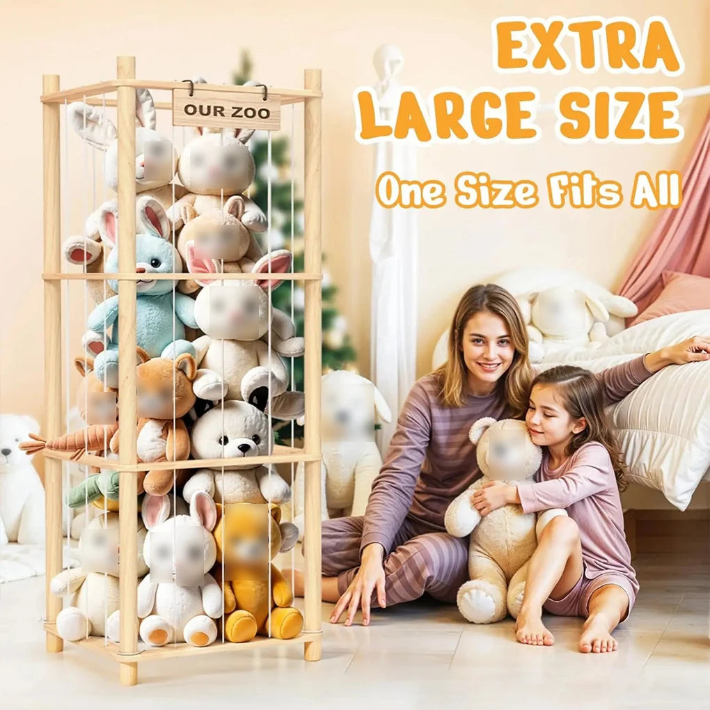 Doll Organization Stuffed Animal Storage Organizer Holder for Toys Assemble for Bedroom Large Capacity Wood Doll Storage