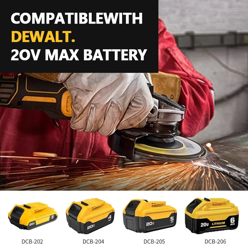 Electric Goddess 125mm Brushless Electric Angle Grinder Power Tool Cordless Polishing Grinding Tool For Dewalt 20V Battery Pin