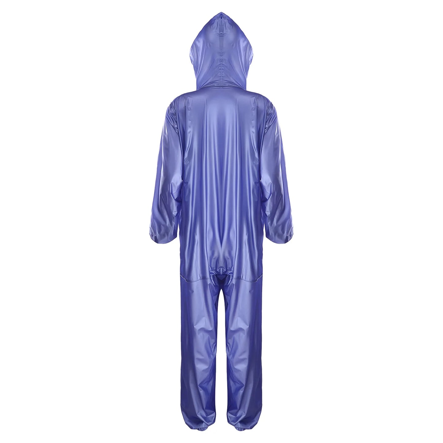 Adults One Piece Full-body Hooded Raincoat Hood with Drawstring Front Button And Zipper One-piece Waterproof Jumpsuit Workwear