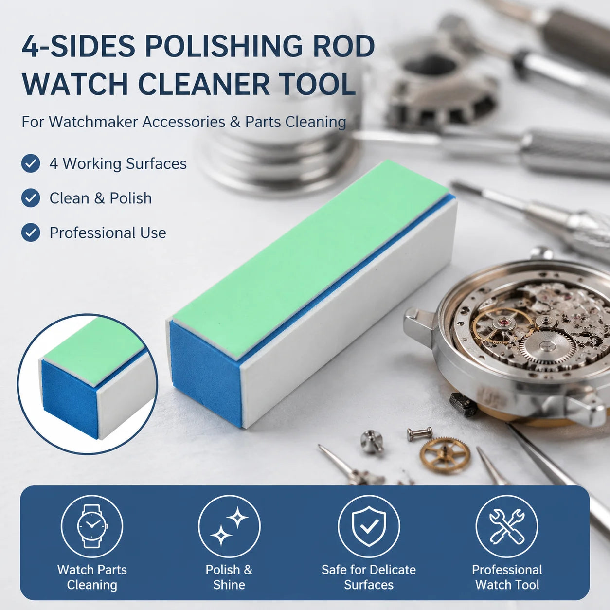 For Watchmaker Accessories Tools 1-20pcs Watch Cleaner Rod 4 Sides Mesh Polishing Files Wrist Watch Parts Clean Polish Tool Rod