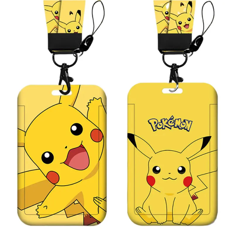 Cartoon Anime Student Pikachu Neck Lanyard Card Sleeve ID Bus Subway Access Work Permit Kids Chain Key Holder Cover