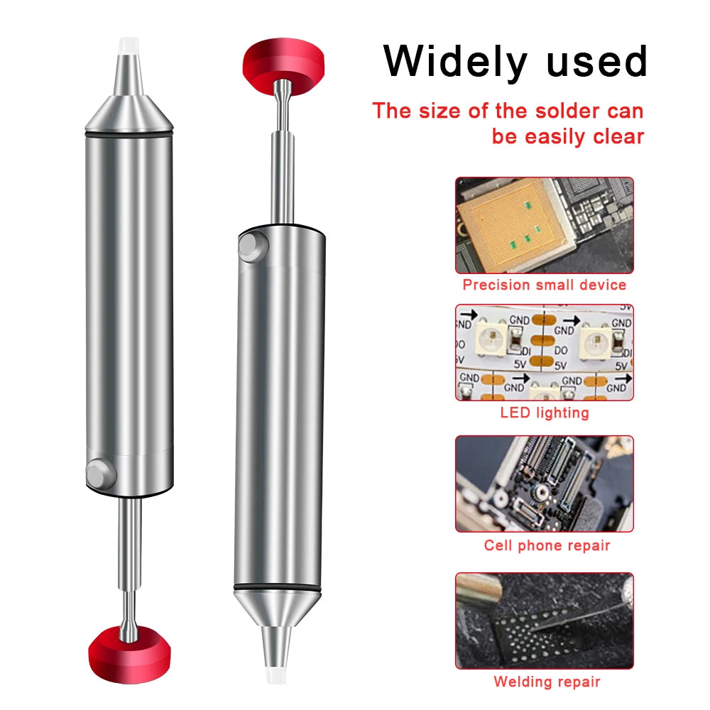 Professional Aluminum Alloy Solder Sucker Gun Powerful Desoldering Pump for Electronics Repair, PCB Welding Tool Silicon Nozzle