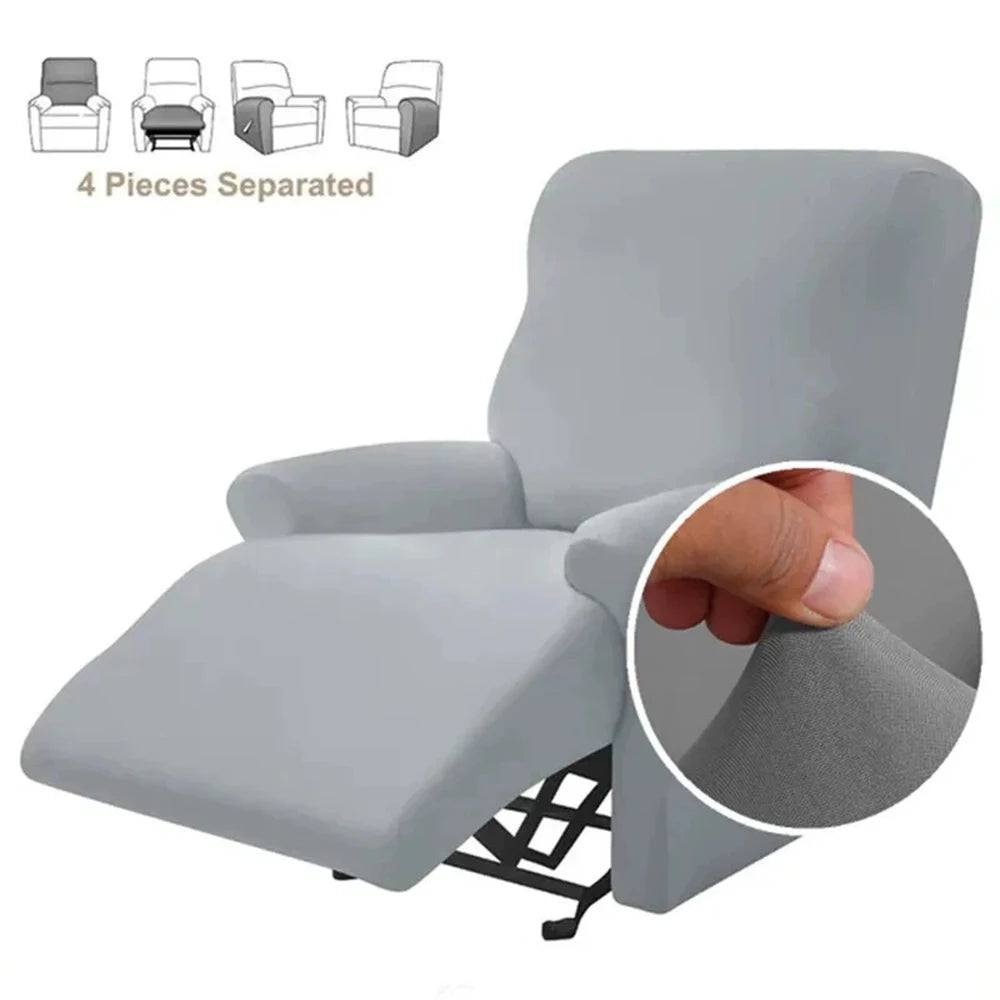 4pcs/set Solid Color Stretch Recliner Sofa Cover for Living Room Elastic Non Slip Armchair Covers All-inclusive Couch Slipcovers