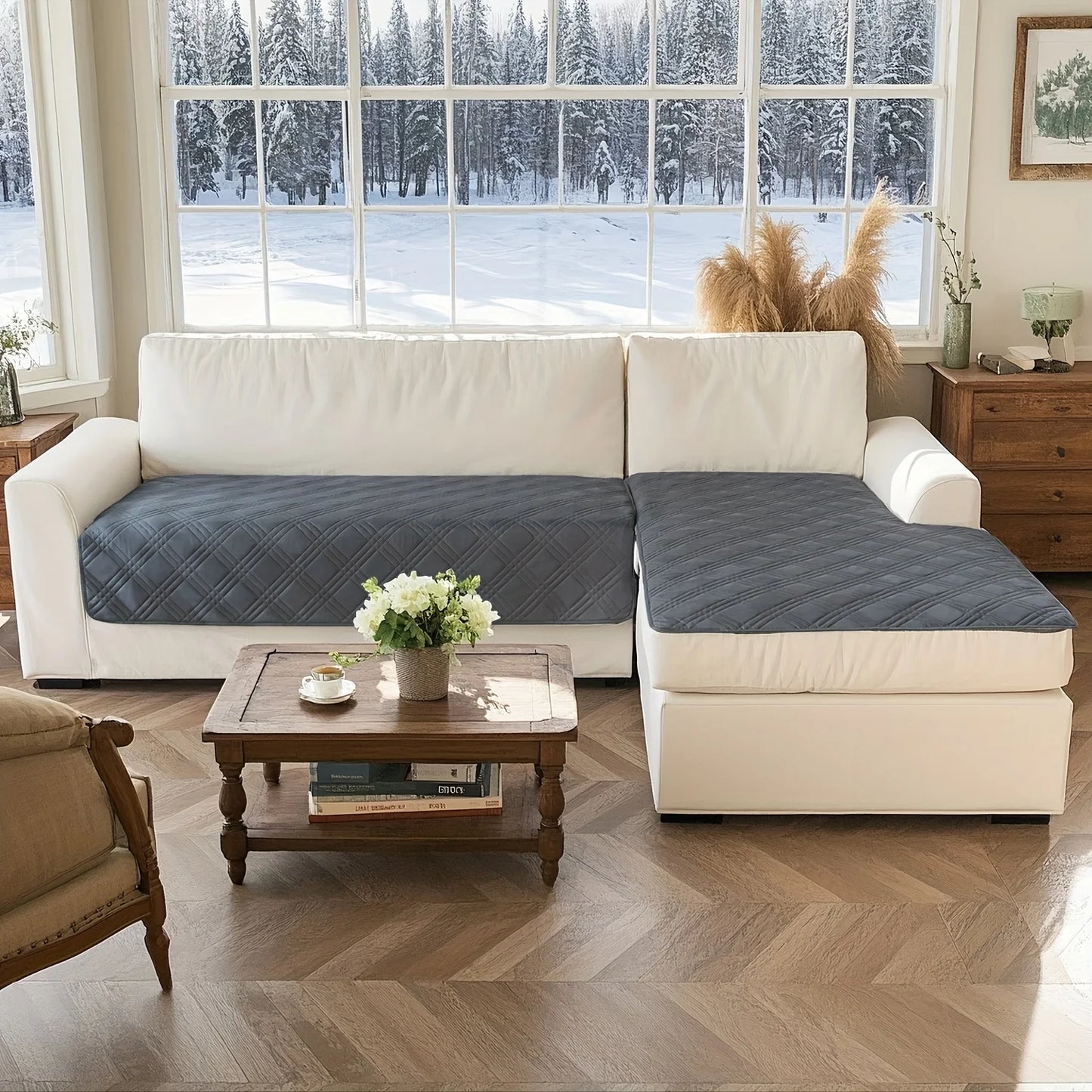 2pcs Set Geometric Sofa Covers for Living Room Water Repellent Protector Non-Slip Mat Blanket L-Shape Couch Cover 90*160&90*210