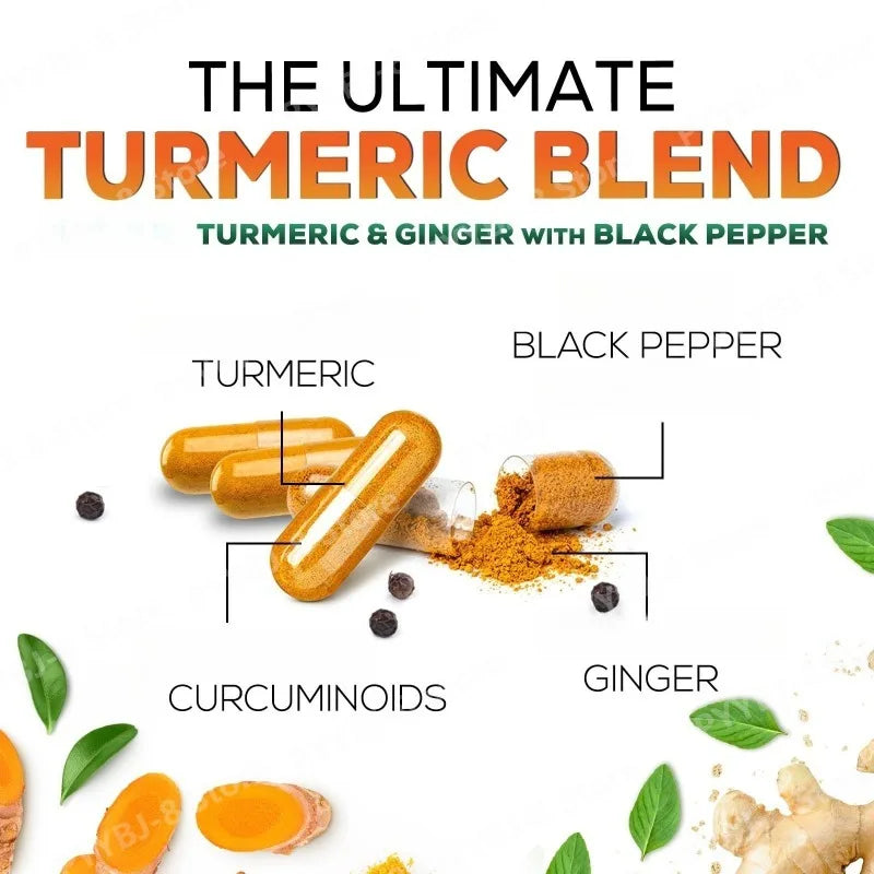 Turmeric Capsule Nutritional Supplement with Curcuminoids and Black Pepper Extract Support Joint,heart & Brain Health 60 Count