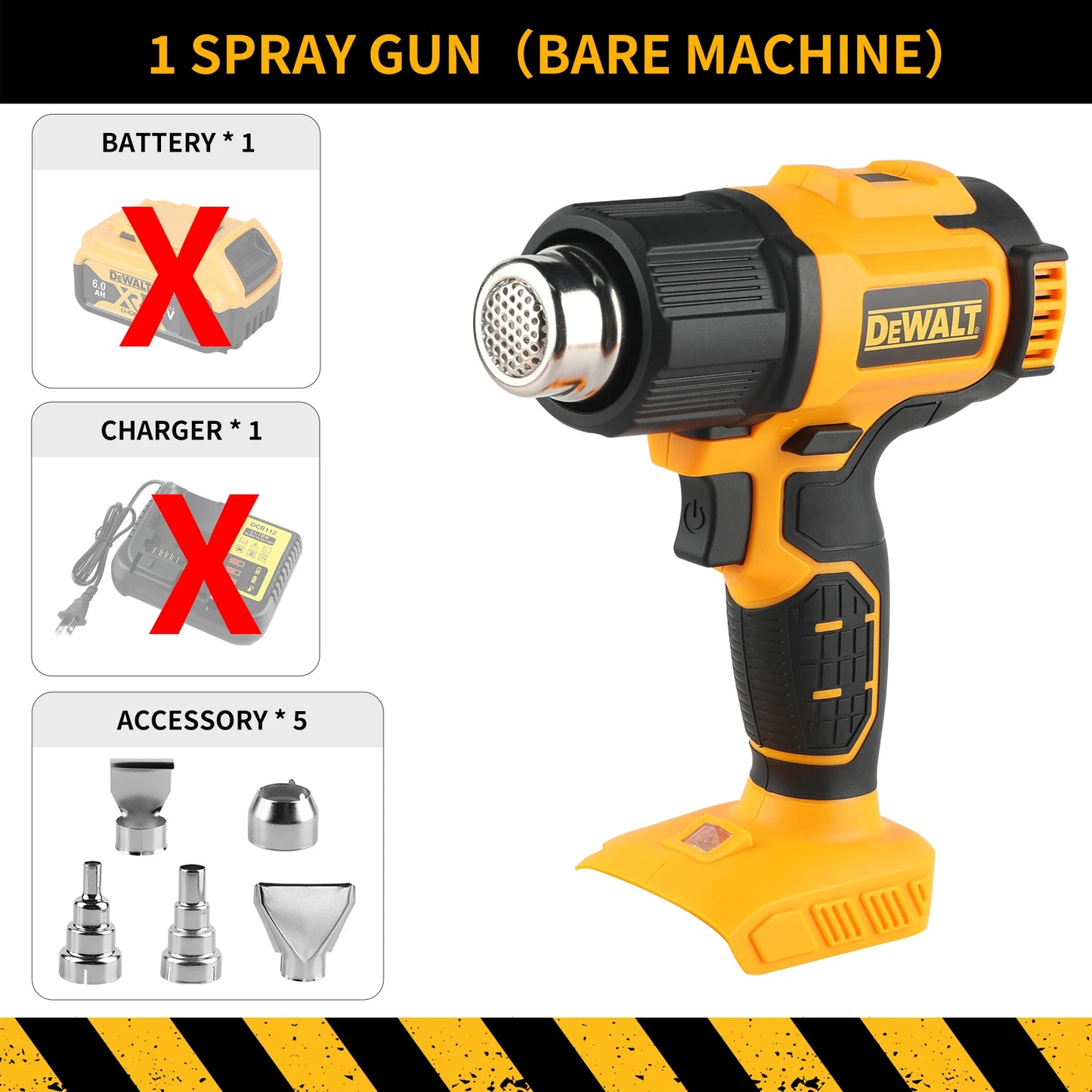 DEWALT DCE530 20V  Temperatures Adjustable Hot Air Gun Cordless Heat Gun 550°C High Power Welding Thermal Blower Power Tools