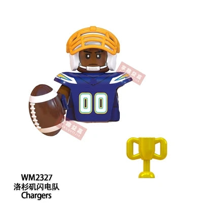Model American Football Stars Building Blocks Sport Rugby Player Helmet Trophy Mini Action Figures Toys For Birthday Gifts Kids