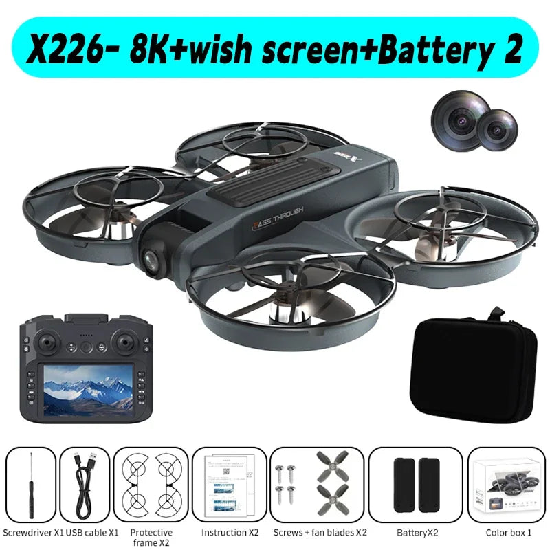 Original X226/X226VR Mini Drone 4K Professional Remote Control Helicopter Plane RC Dron With Screen Quadcopter Toy Gift for Kids