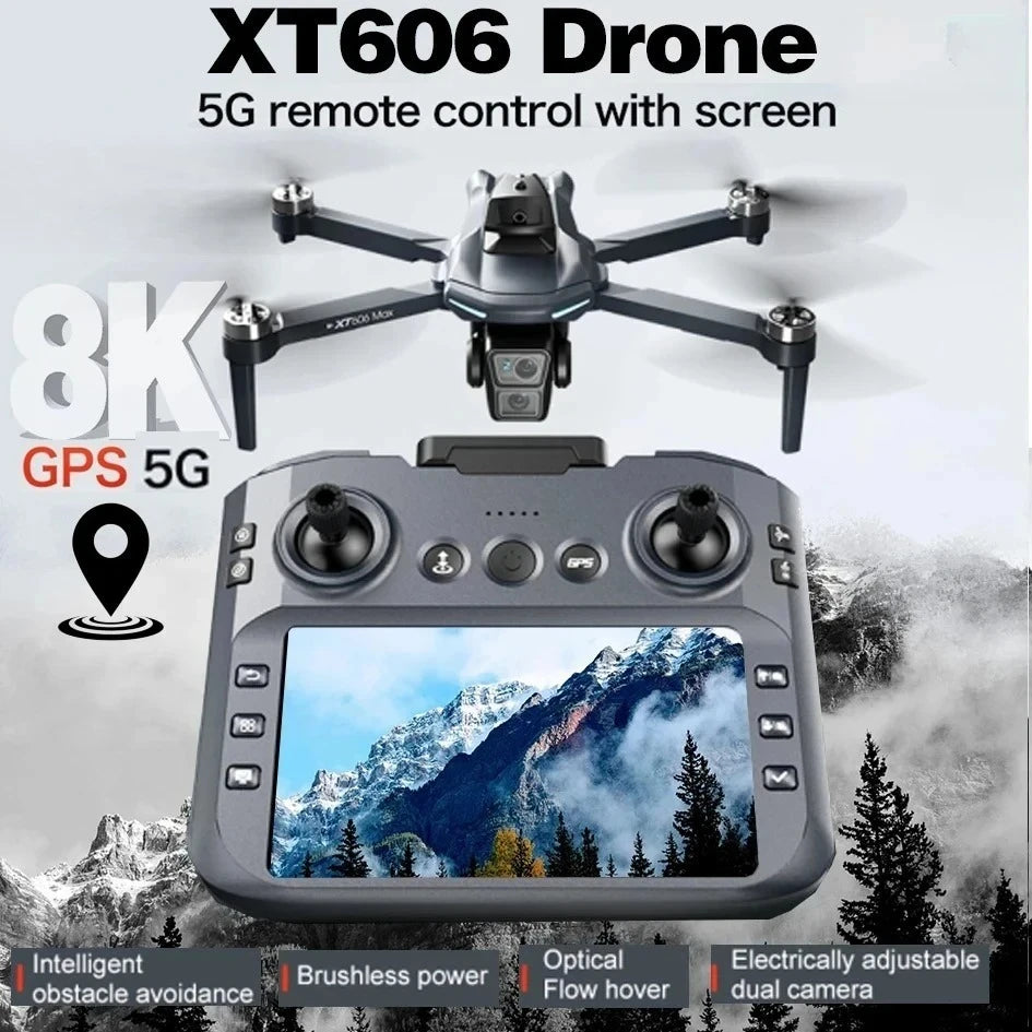 Original NEW XT606 GPS Drone 8K HD Professional dual camera 5G WIFI FPV Obstacle Avoidance Brushless RC Quadcopter Dron toys