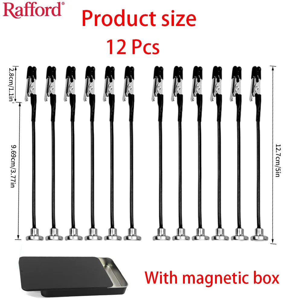 Rafford 12Pcs Bendable Model Painting Alligator Clip Sticks Rubber Tips + Metal Magnetic Base - for Airbrush, Hobby Model Parts