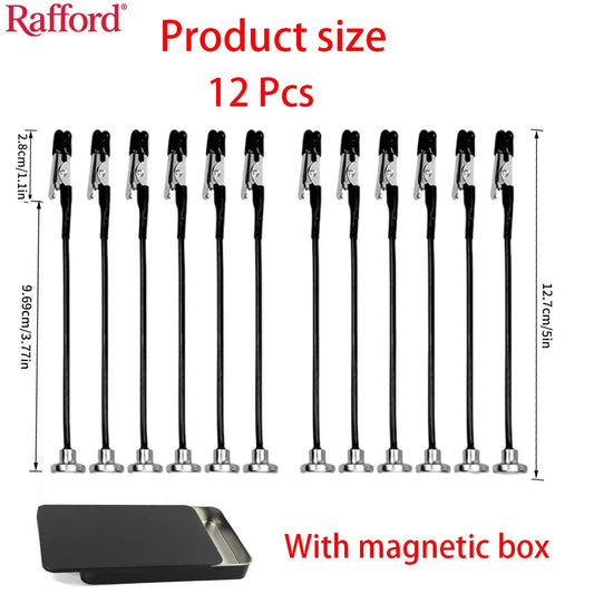 Rafford 12Pcs Bendable Model Painting Alligator Clip Sticks Rubber Tips + Metal Magnetic Base - for Airbrush, Hobby Model Parts