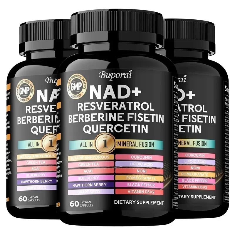 NAD+ Resveratrol Berberine - Supports Cardiovascular Health, Improves Endurance, Promotes Cell Health,Supplement Nutrition