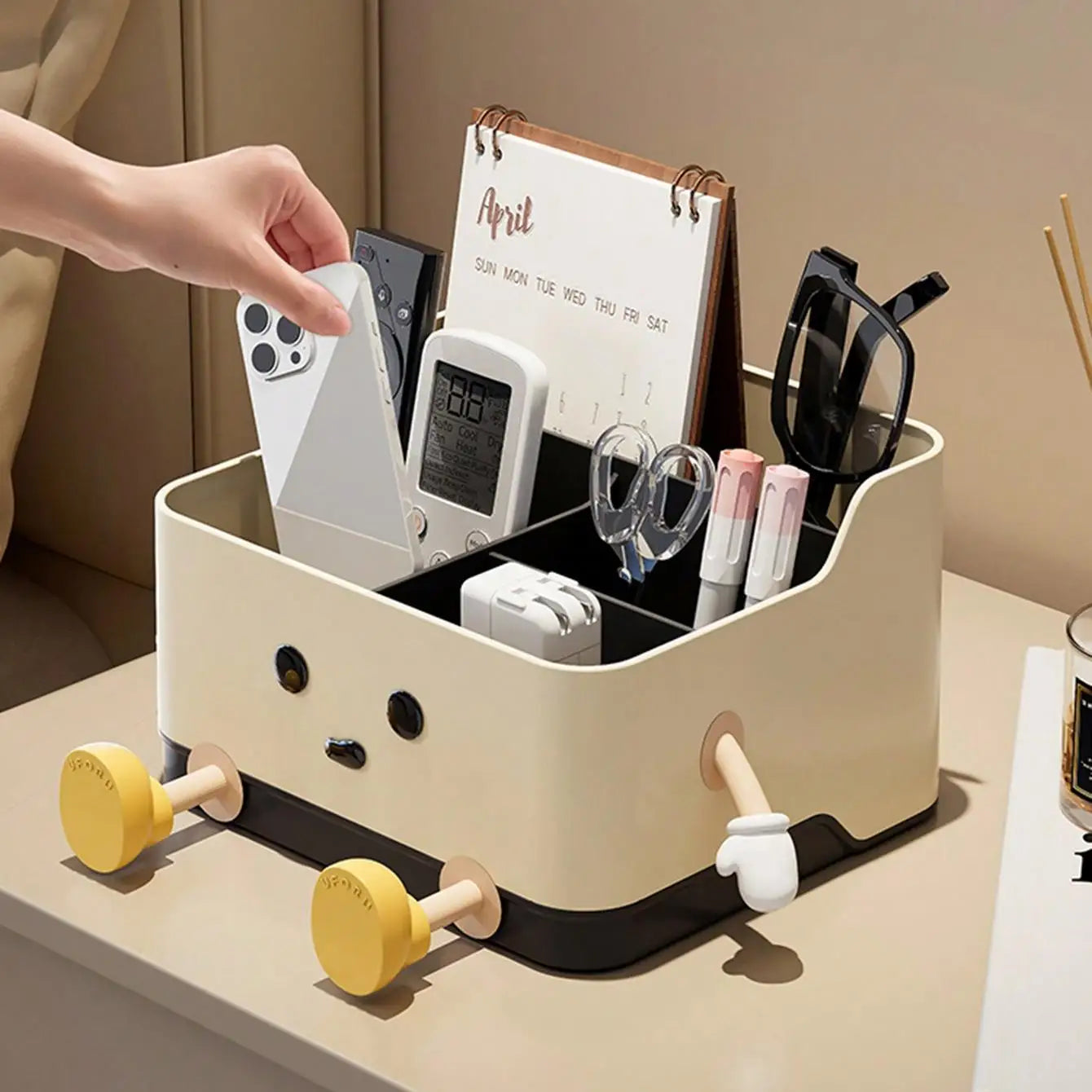 1pc Multifunctional Desktop Storage Box, Cosmetic Organisation Shelf Countertop Storage and Display Box (with Sticker)