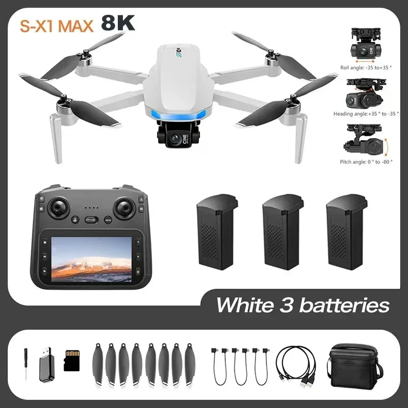Original S-X1 GPS Drone 8K HD professional camera Three-axis gimbal WIFI Obstacle Avoidance Quadcopter Brushless Toy Gift
