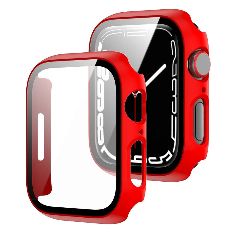 Tempered Glass+Cover For Apple Watch Case 45mm 41mm 44mm 40mm 42mm Screen Protector Apple Watch Accessories Serie10/9/8/7/6/5/SE