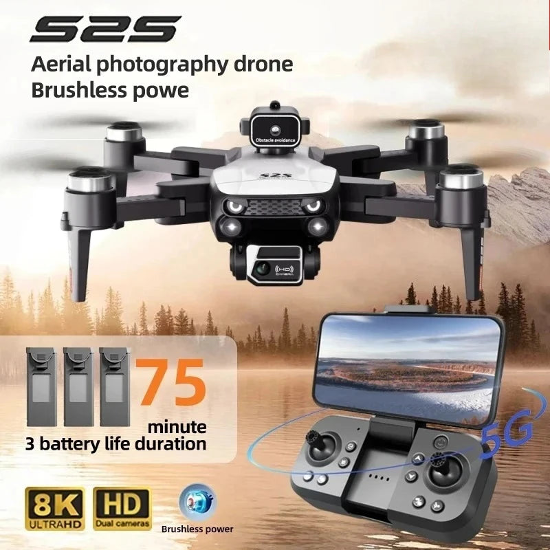 Original S2S Mini Drone 8K HD Professional 4K Dual Camera Obstacle Avoidance Brushless Motor Foldable Rc Quadcopter Toys Gift