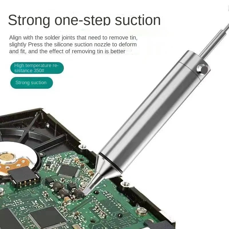 Professional Aluminum Alloy Solder Sucker Gun Powerful Desoldering Pump for Electronics Repair, PCB Welding Tool Silicon Nozzle