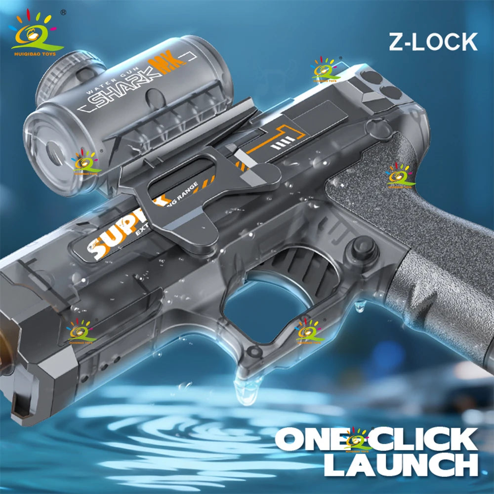 HUIQIBAO New Electric Water Gun with Rapid-Fire Function Children's Water Gun with Flashing Lights Electric Water Gun Toy