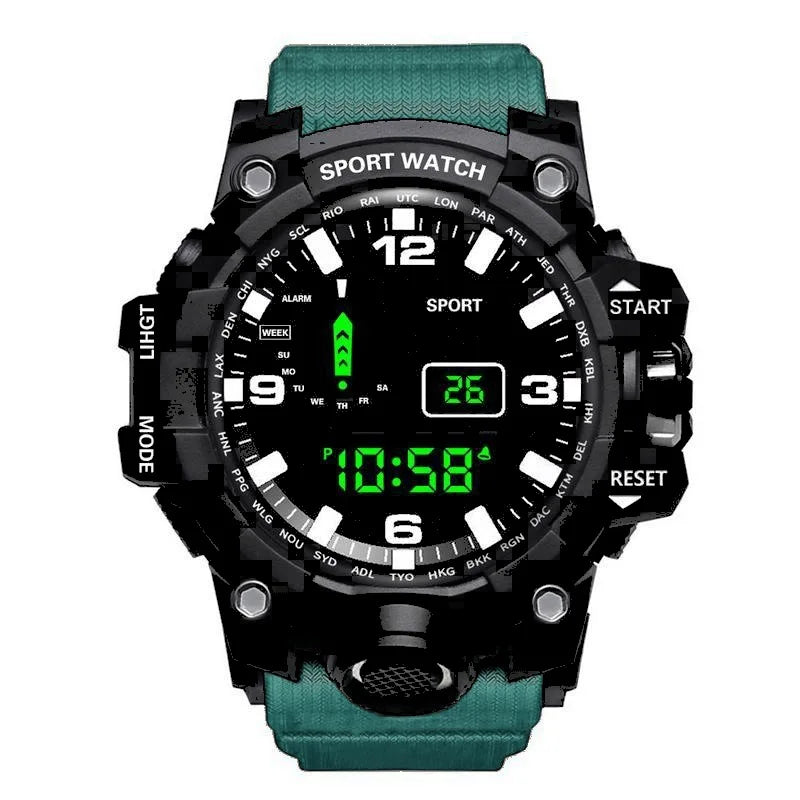 Fashion Men's Watch Sports Electronic Wristwatch Large Dial Multifunctional Waterproof Luminous Alarm Kids Male's Military Watch