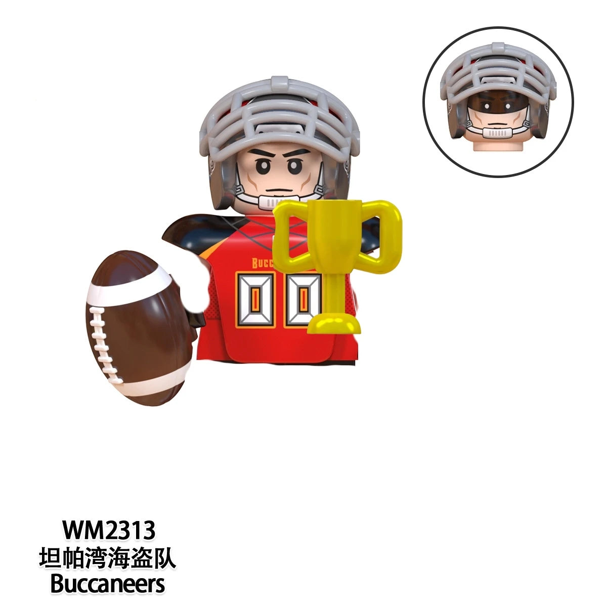 Model American Football Stars Building Blocks Sport Rugby Player Helmet Trophy Mini Action Figures Toys For Birthday Gifts Kids
