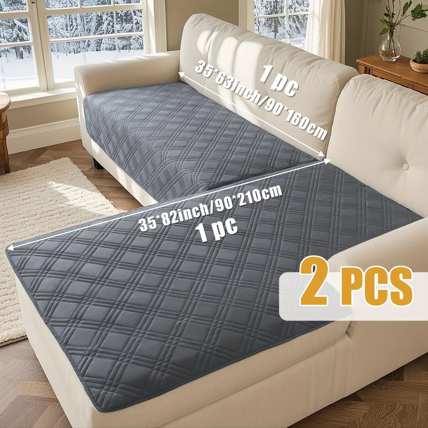 2pcs Set Geometric Sofa Covers for Living Room Water Repellent Protector Non-Slip Mat Blanket L-Shape Couch Cover 90*160&90*210
