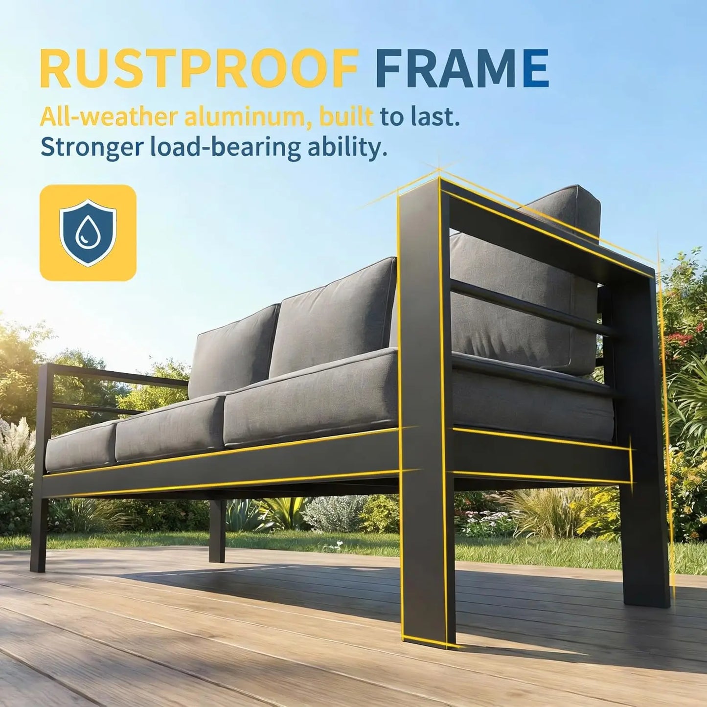 Aluminum Patio Furniture Set for All Weather, Oversized Metal Outdoor Furniture Set with 27.5" Deep Seating and, Customized