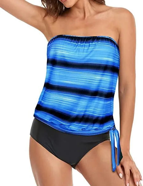 Tankini Woman Bikini Crop Top Spaghetti Strap Bikinis High Waist Bottom Floral Print Two Piece Swimsuit Side Tie Swim Bikini