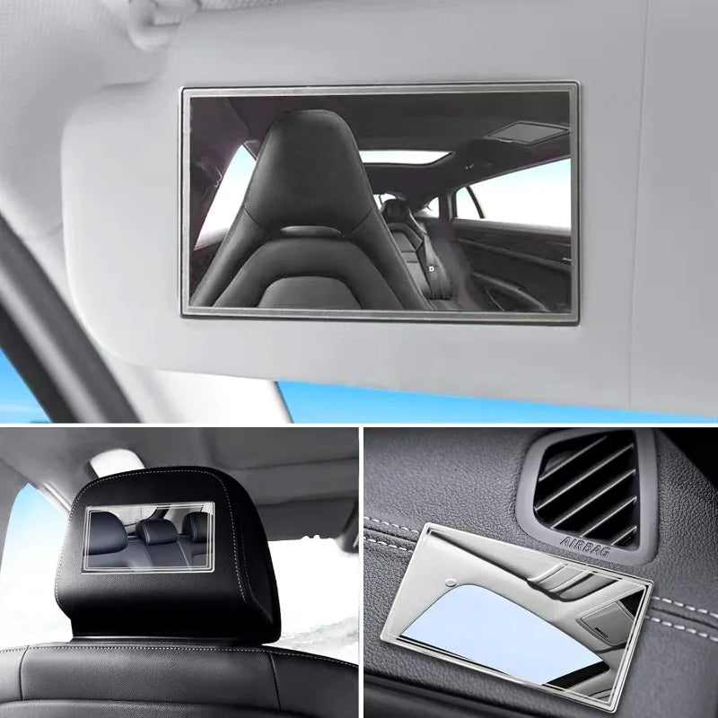 Car Sun Visor Mirror,Stainless Steel Sun-Shading Cosmetic Mirror for Wife Girlfriend,Seatback Makeup Mirror Stick on Car Vanity