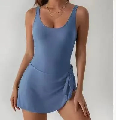 Women Swimsuit Floral Print Tummy Control Swimwear Backless Wrap Skirt Bathing Suit Side Tie Swimsuit Woman Solid Color High