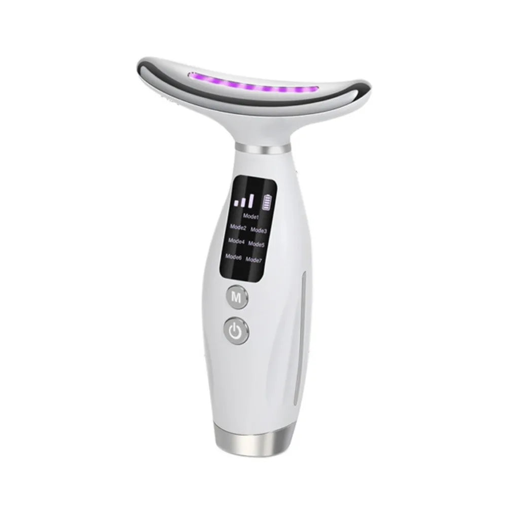 7 Colors LED Photon Neck Beauty Device, Electric Neck Massager for Skin Lifting Tightening Neck Care Tool for Double Chin Improvement