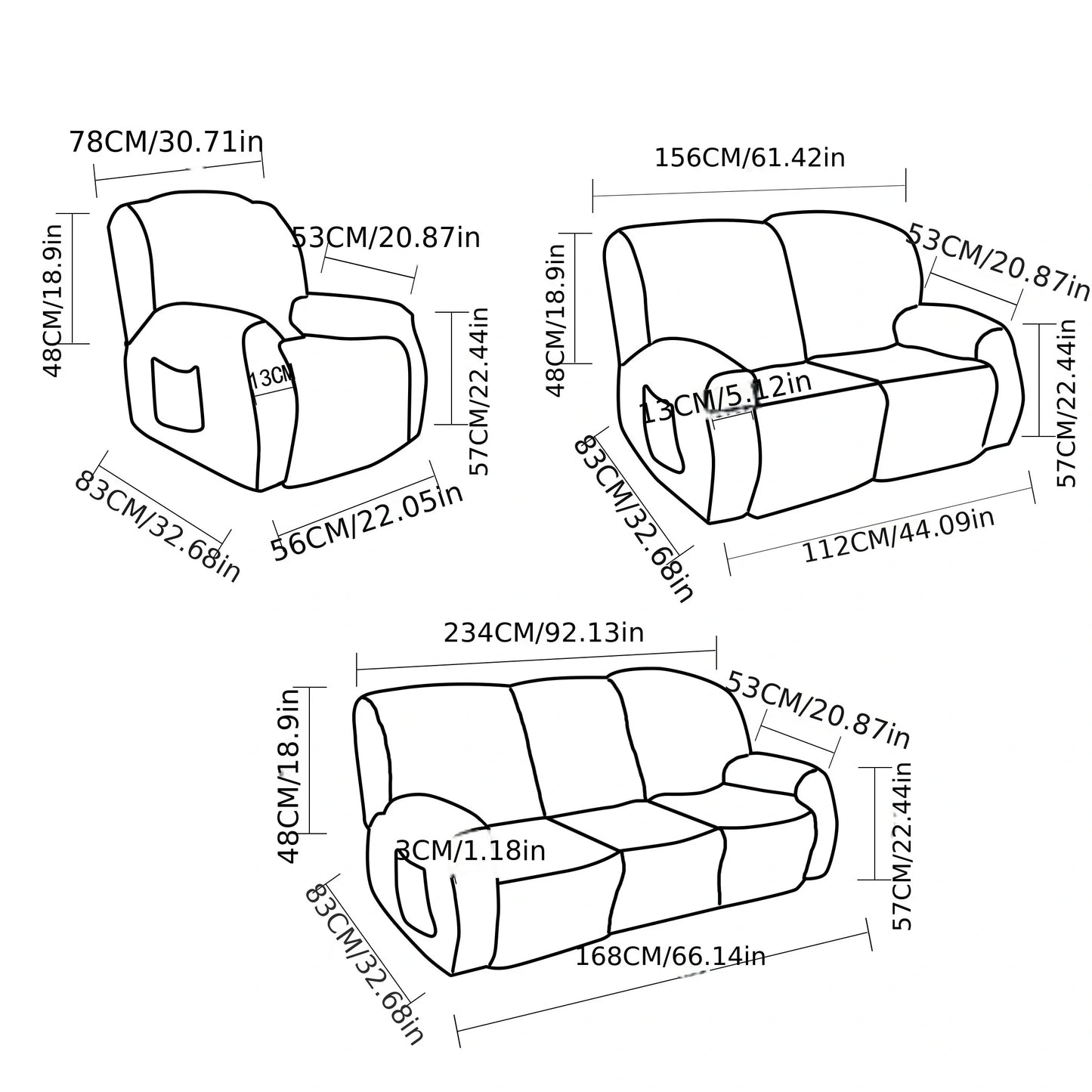 4/6/8pcs a set, double-sided jacquard braid Chivas sofa cover, elastic soft sofa recliner cover decorative protection