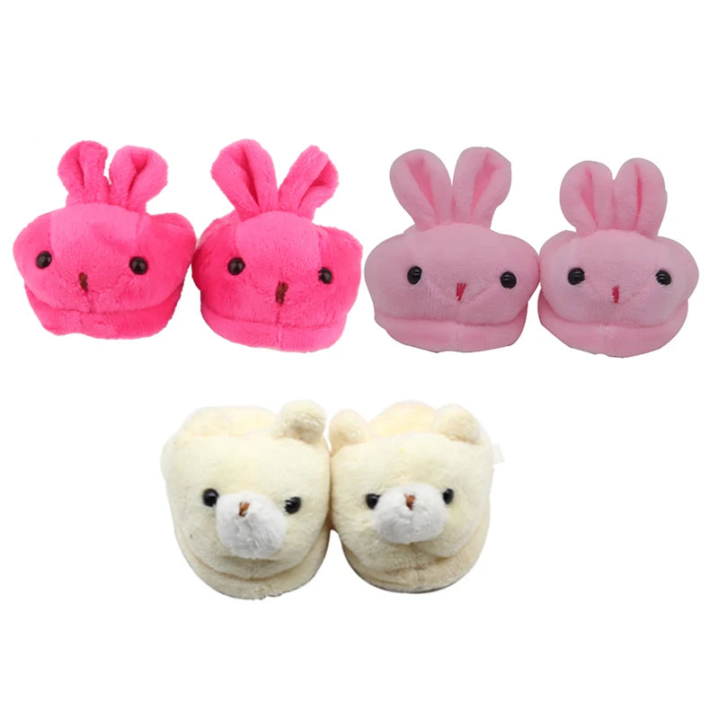 Doll Shoes 7cm Cute Frog, Tiger, Pig Plush Animal Slippers For American 18 Inch Girl,43 cm Baby New Born&OG Doll Girl's Toy Gift